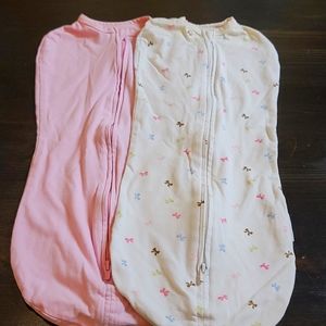 Zipper Swaddleme. Two pack- Light pink newborn swaddle